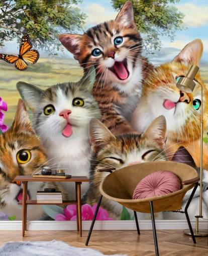 papel de parede gato preto minimalista