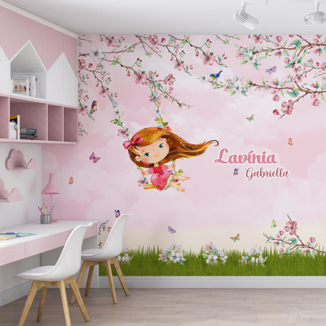 ideias de papel de parede infantil para quarto de menina