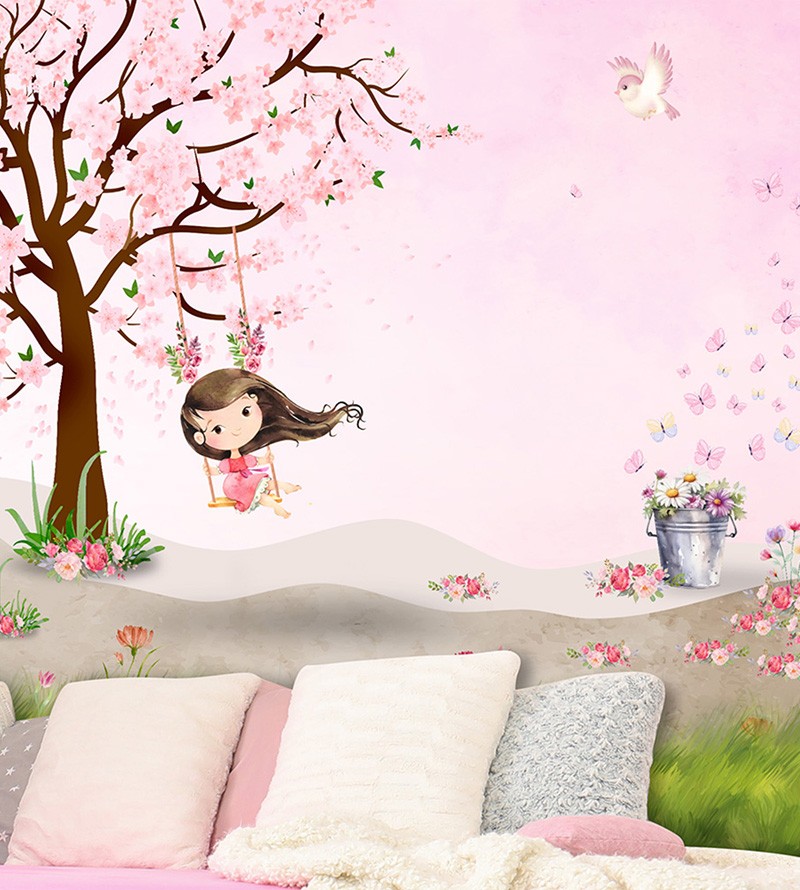 ideias de papel de parede infantil para quarto de menina