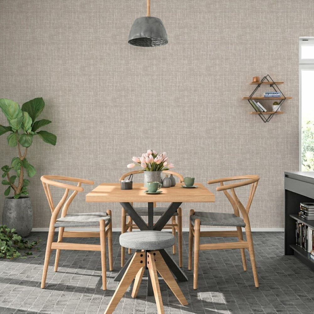 papel de parede linho bege fosco