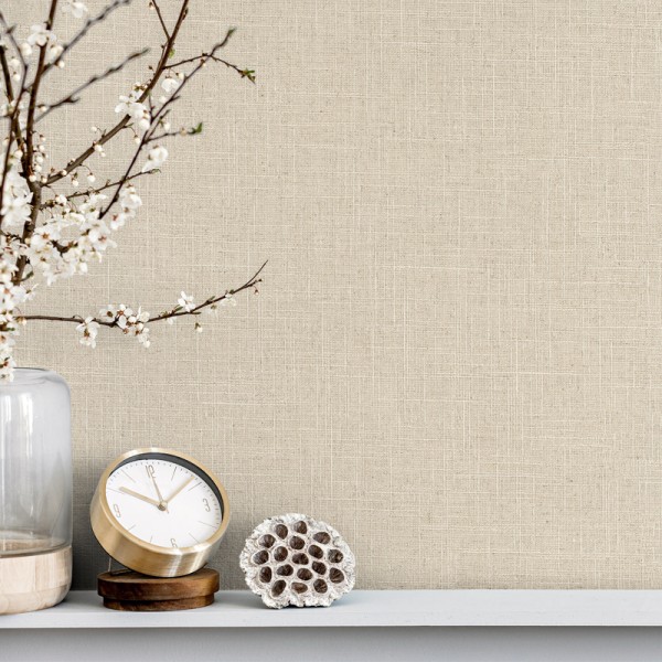 ideias de decoração com papel de parede linho para sala