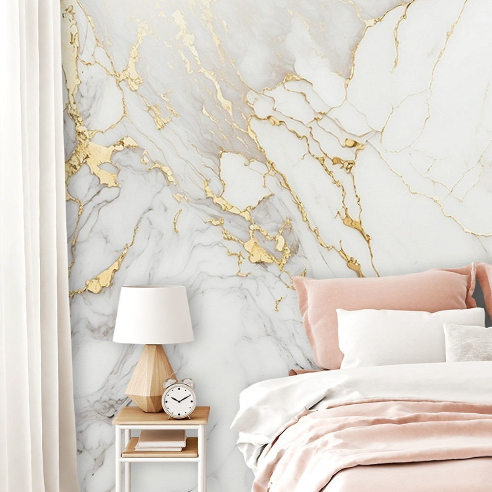 ideias de papel de parede marmore para sala de estar