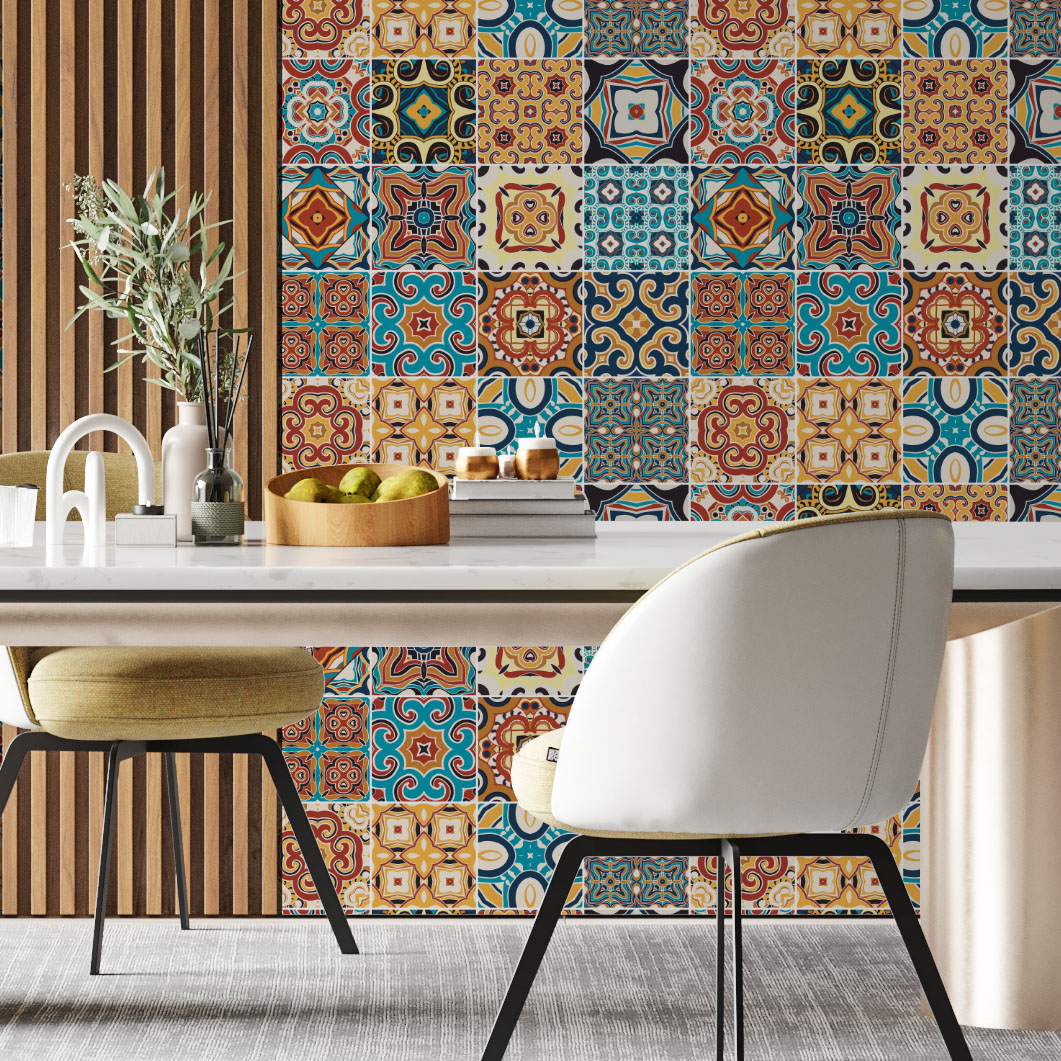 papel de parede azulejo branco e preto