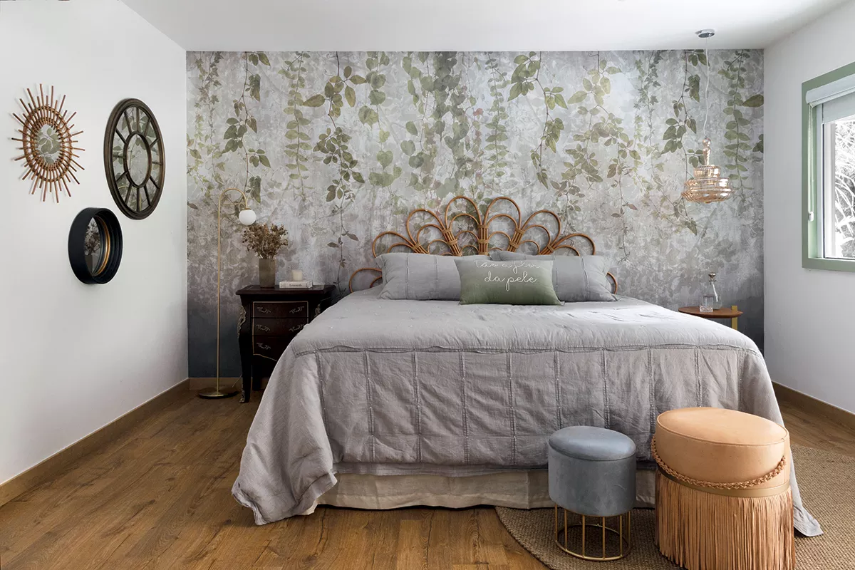 papel de parede quarto casal cinza