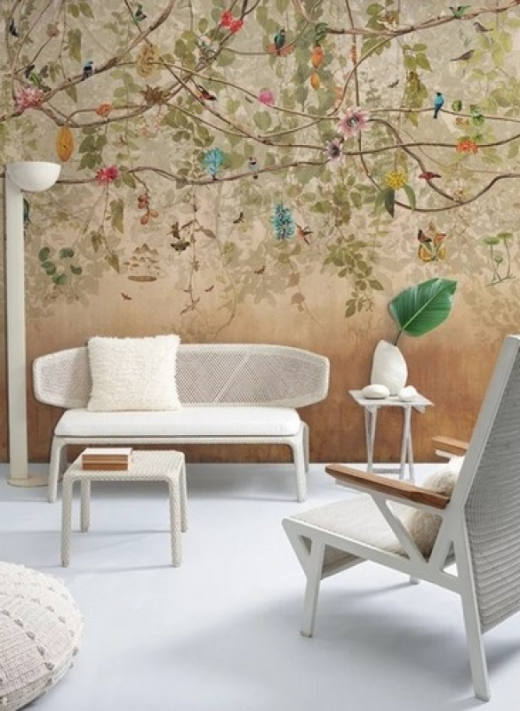 papel de parede sala pequena barato