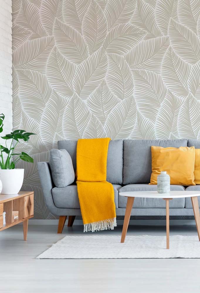 papel de parede sala pequena bege