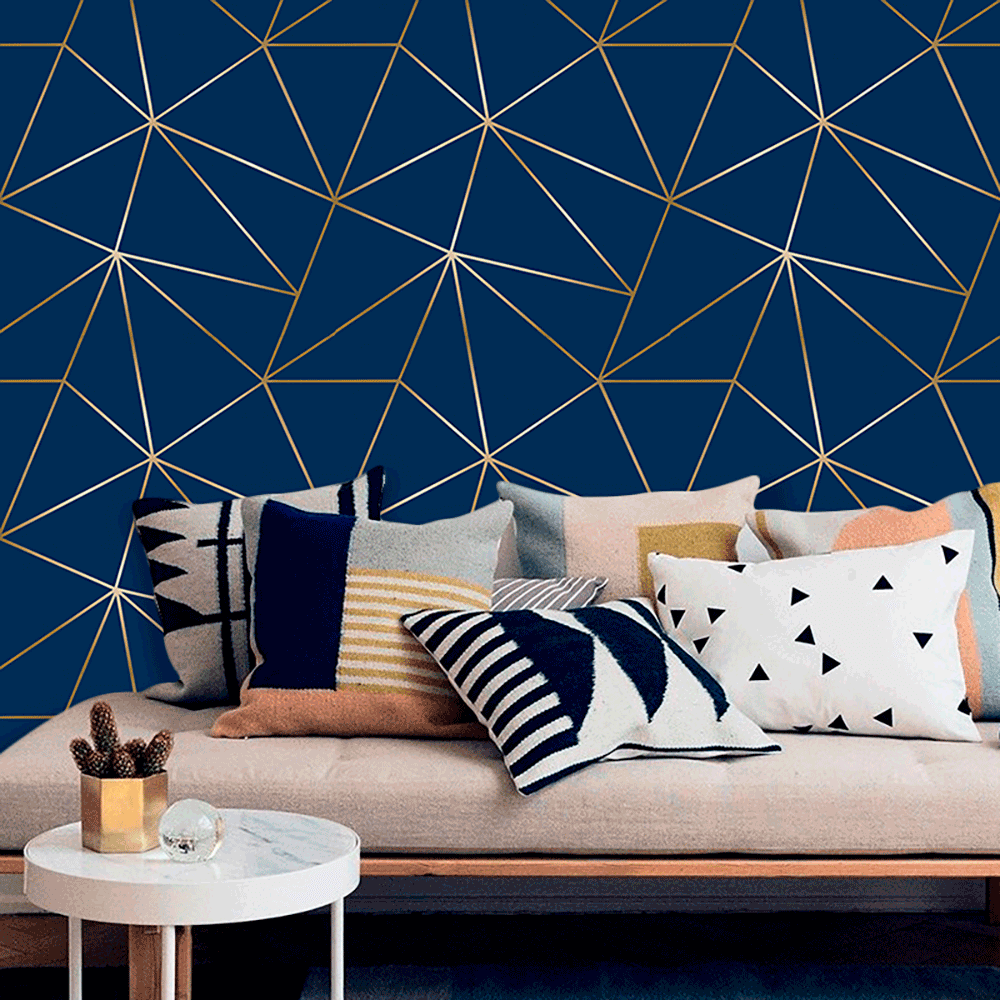 ideias de decoração com parede azul para sala