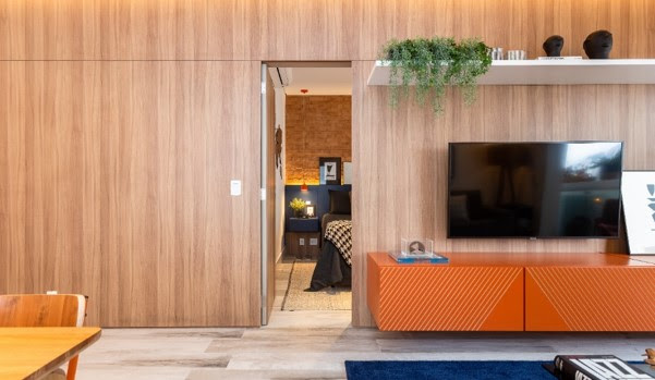 parede de madeira sala