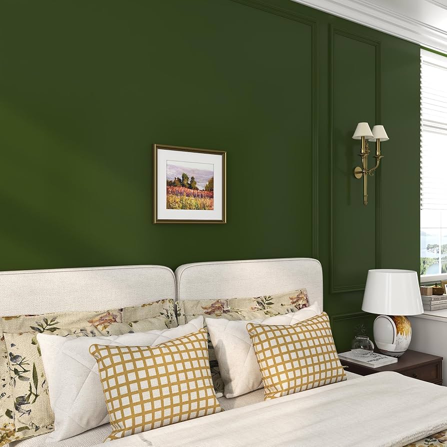 parede verde oliva sala