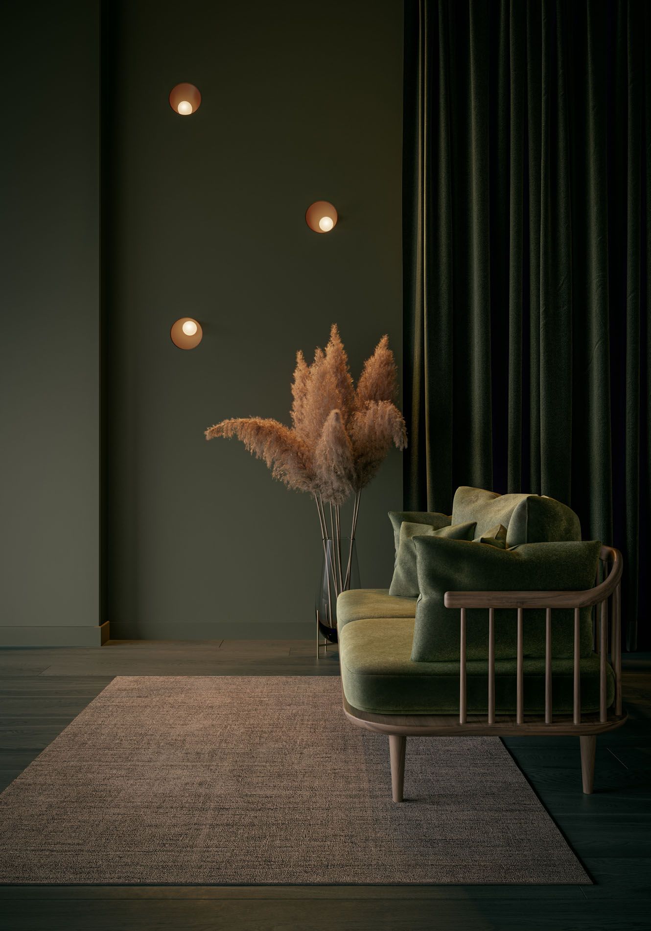 parede verde oliva quarto