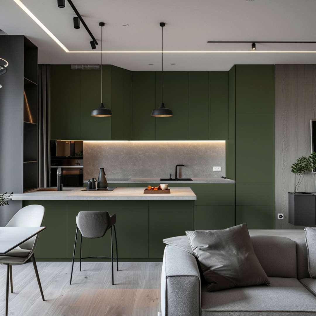 ideias de parede verde oliva