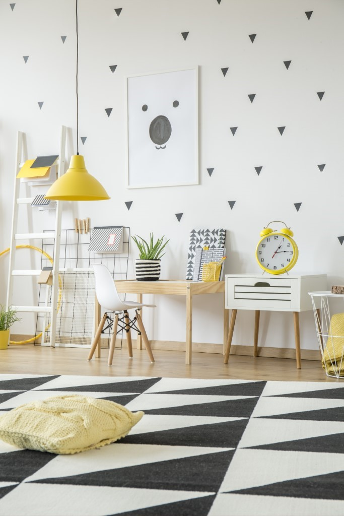 pintura geométrica com fita crepe