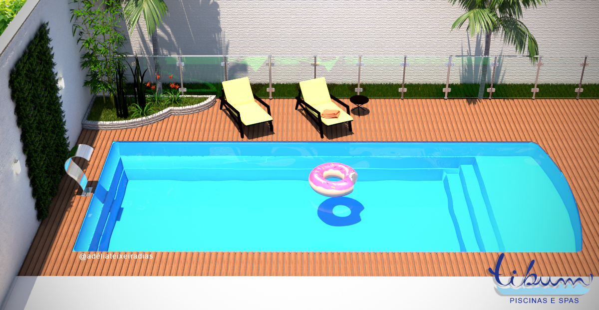 piscina de fibra com borda molhada