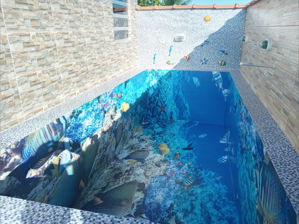piscina azul clássico porcelanato