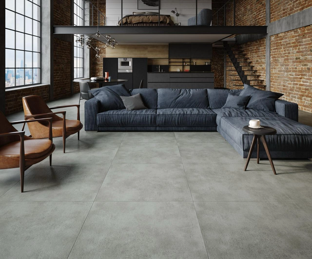 Piso vinílico com visual de cimento queimado