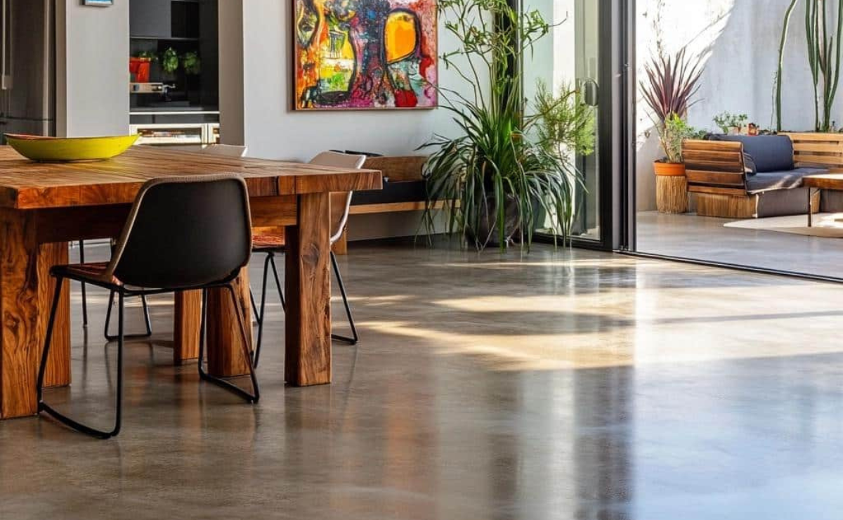 Piso vinílico de cimento queimado