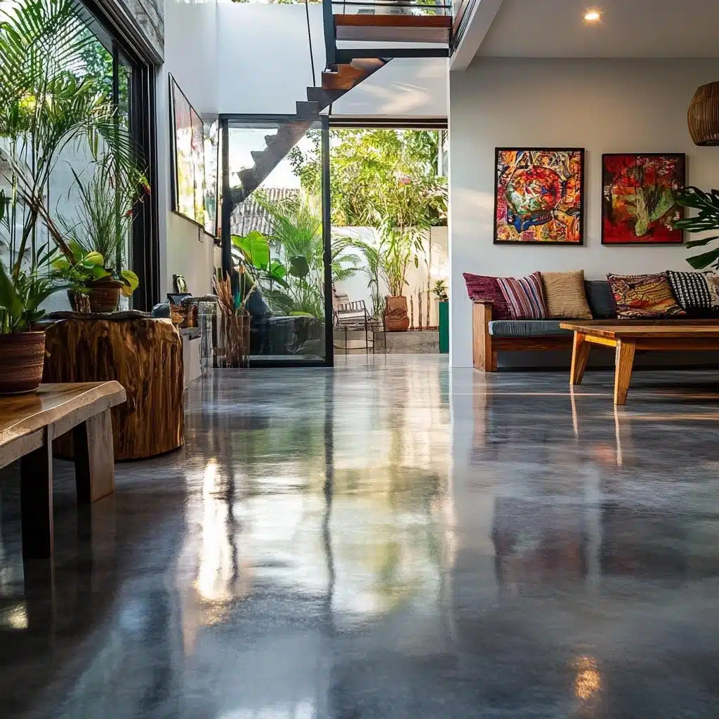 Piso vinílico com visual de cimento queimado
