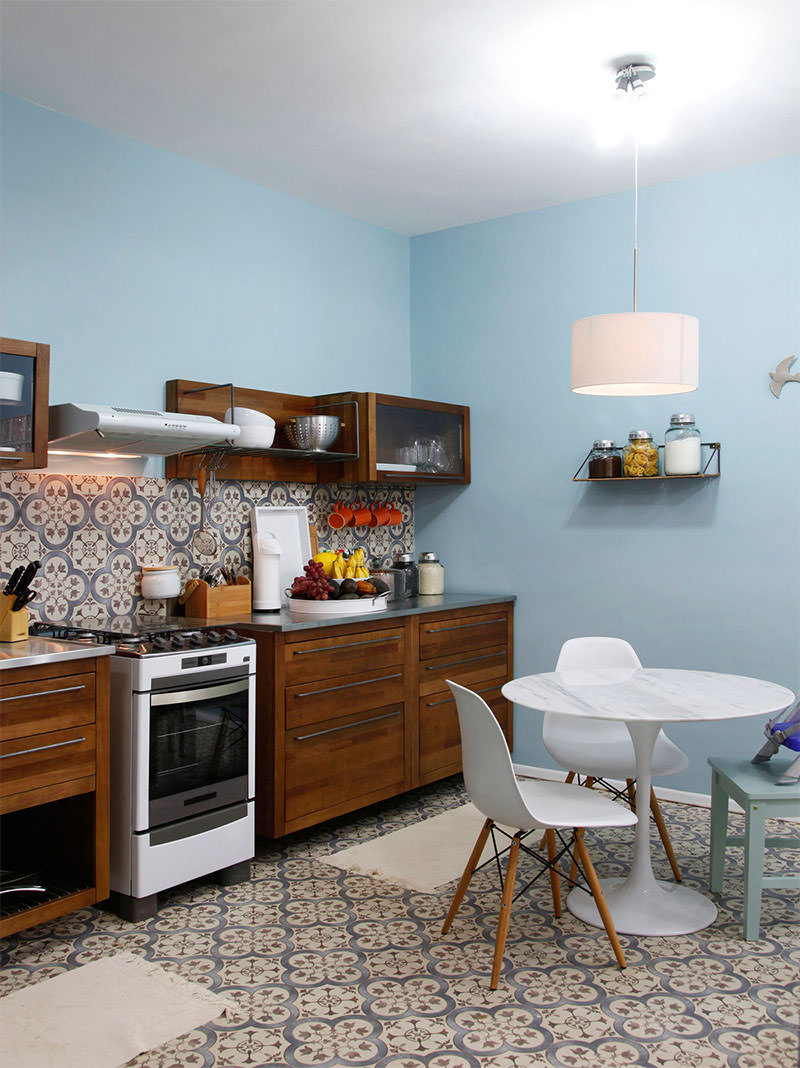 instalação piso hidráulico cozinha