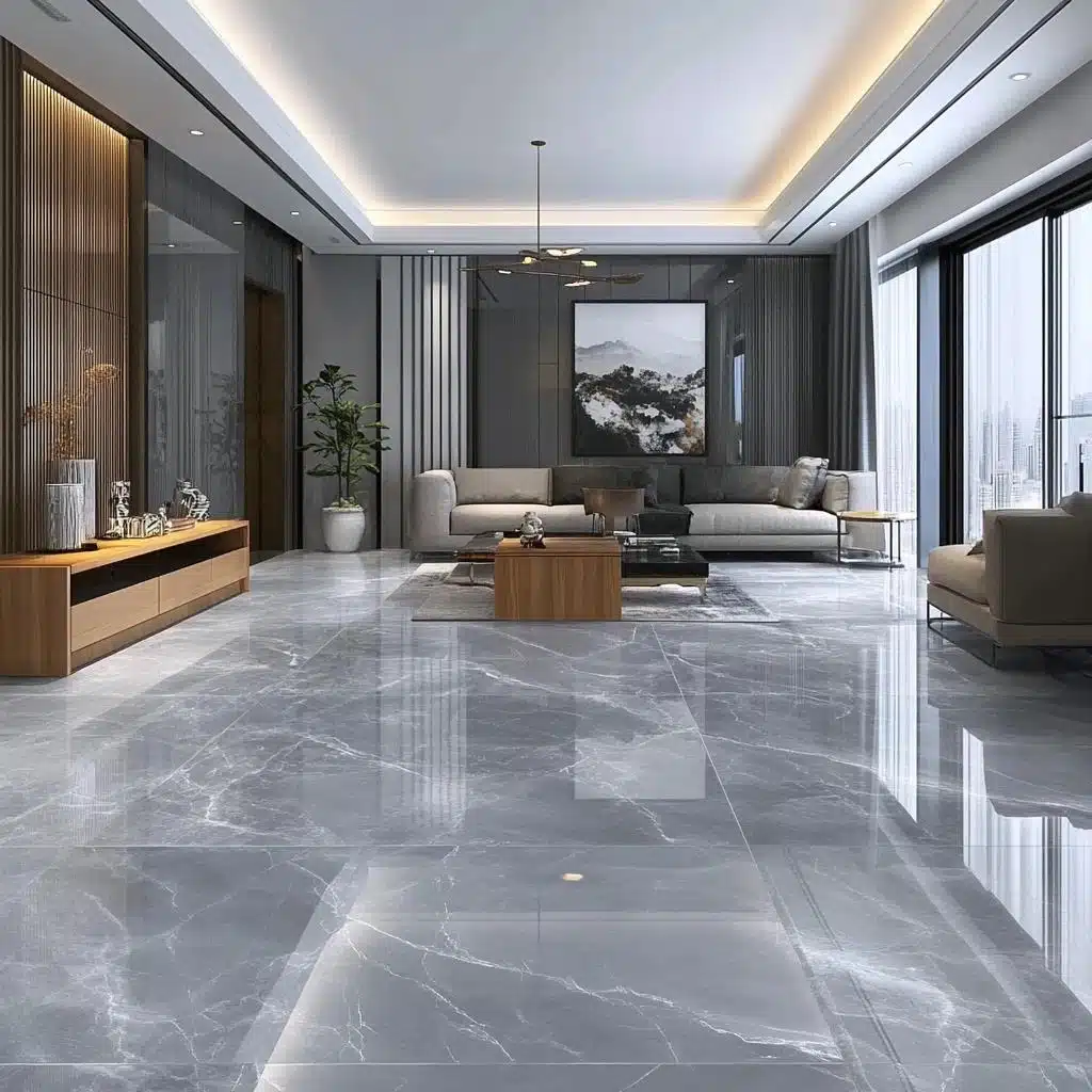 piso porcelanato cinza