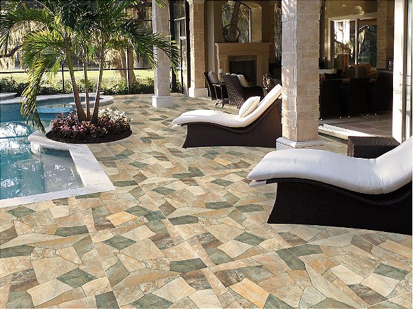 piso cerâmico que imita pedra