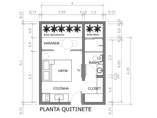 ideias de plantas para kitnet 4x4