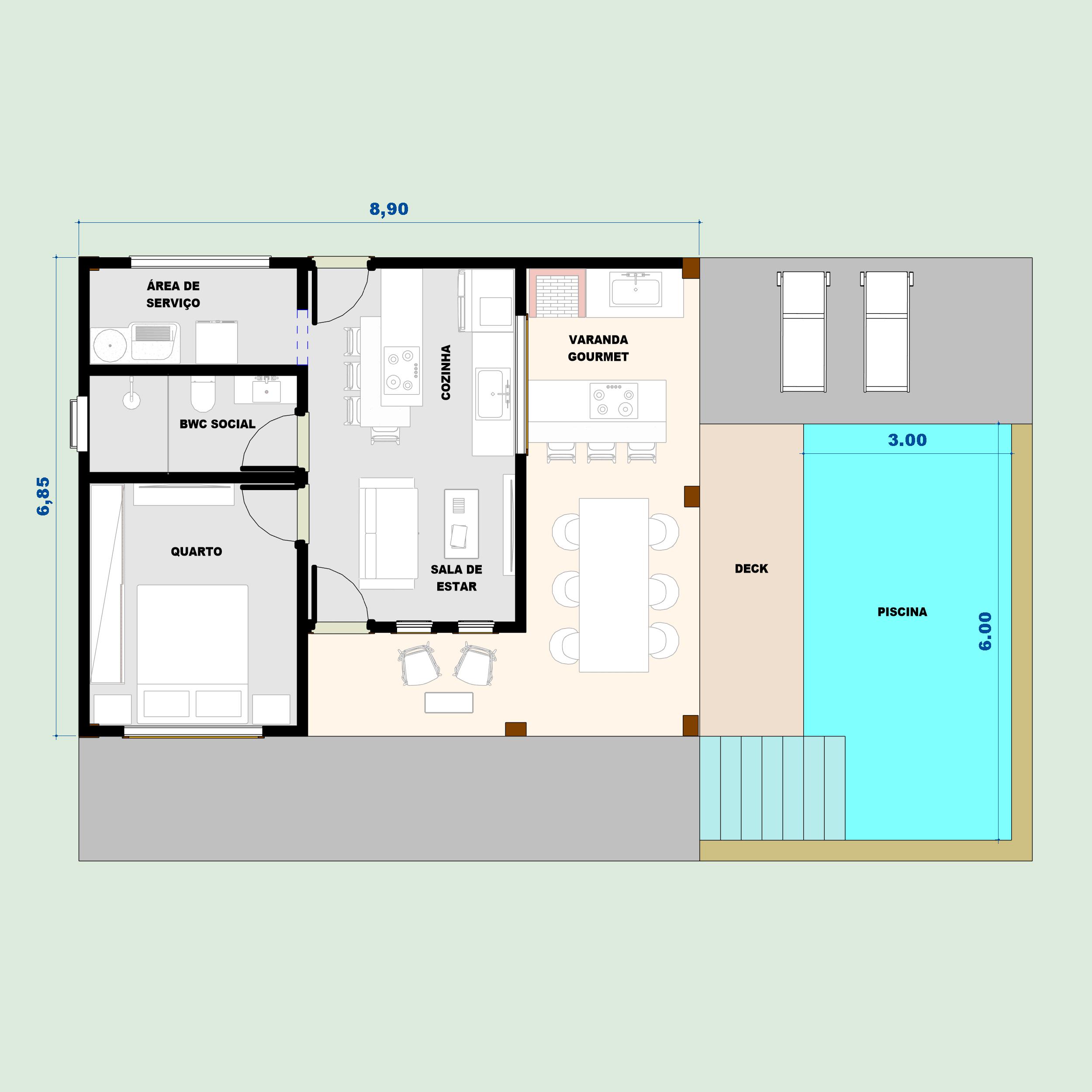 planta de quarto de casal