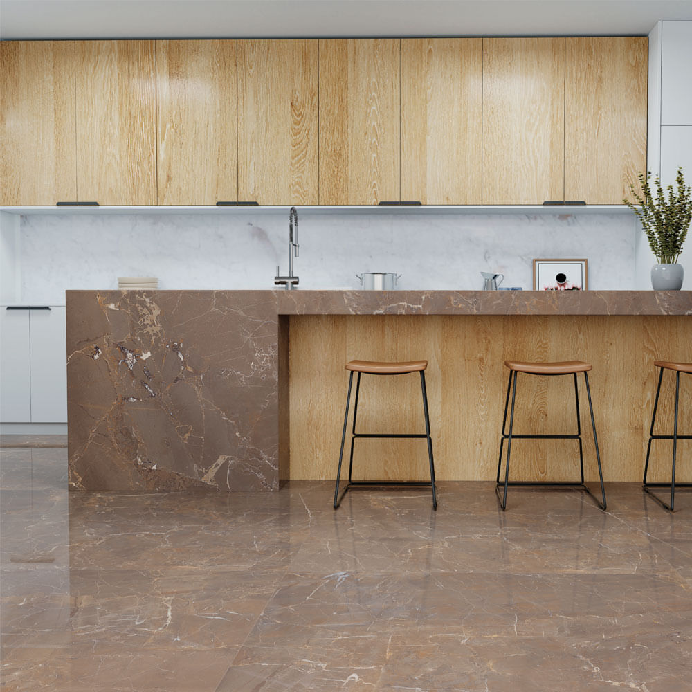 Porcelanato marrom claro acetinado