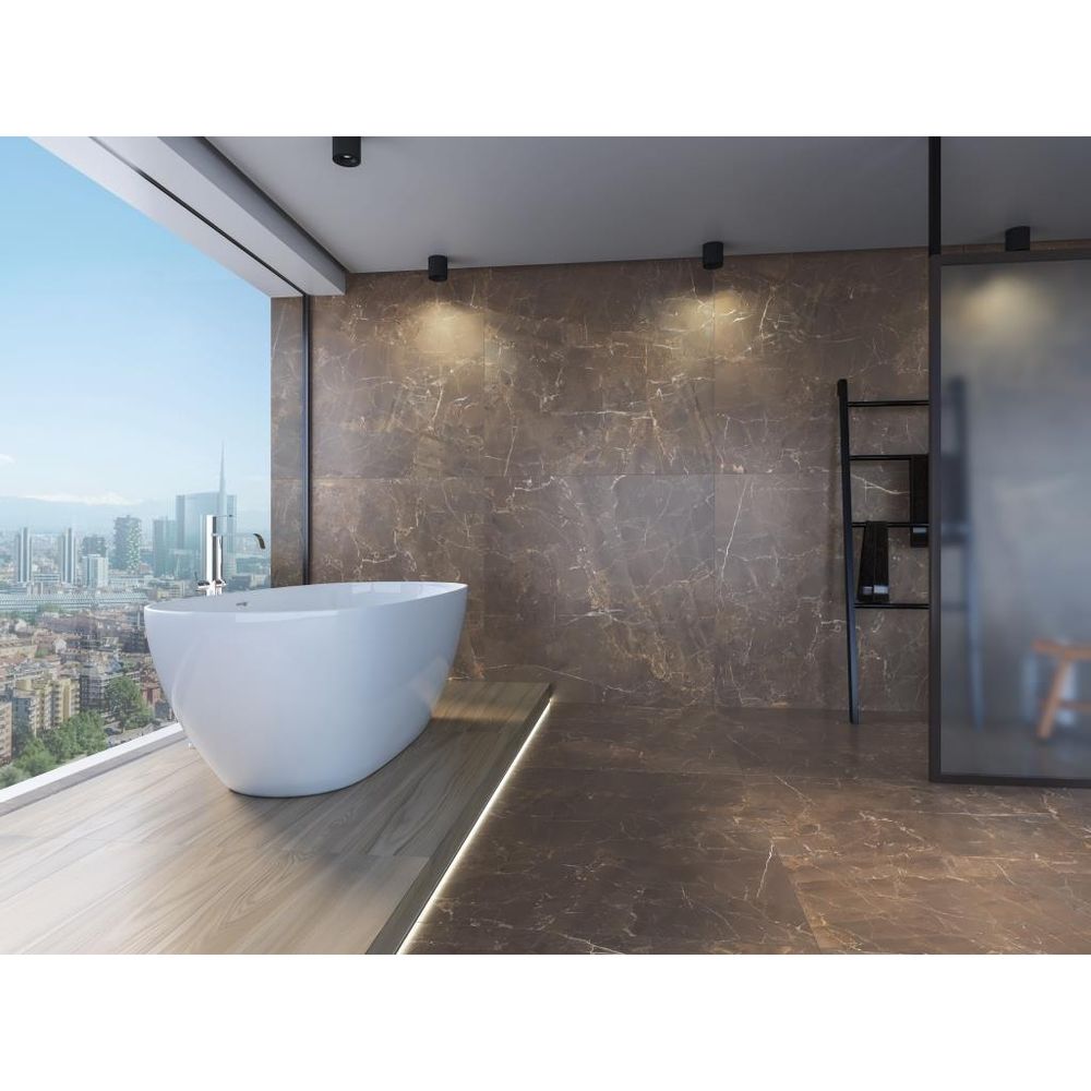 Porcelanato marrom claro amadeirado