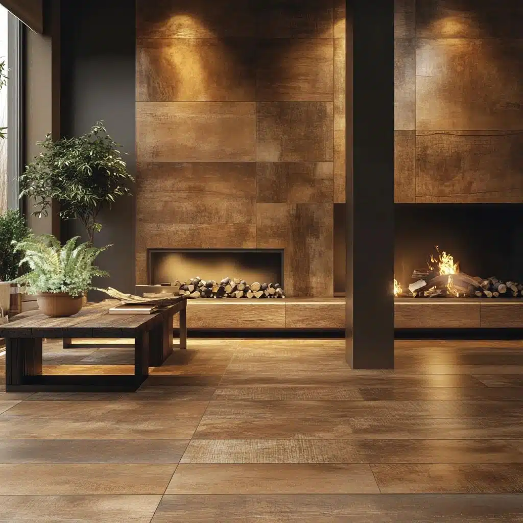 Porcelanato marrom claro acetinado