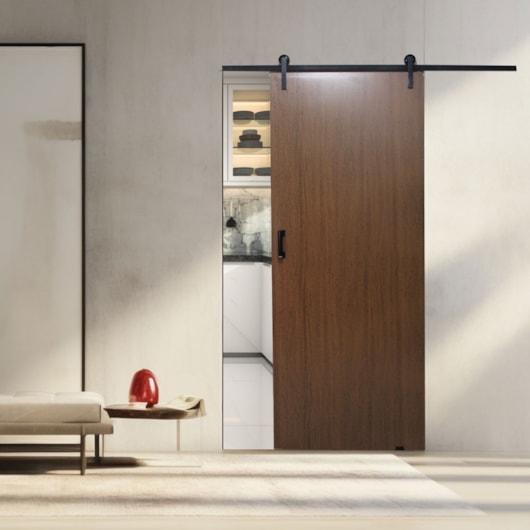 Porta celeiro com pintura moderna (azul, cinza)