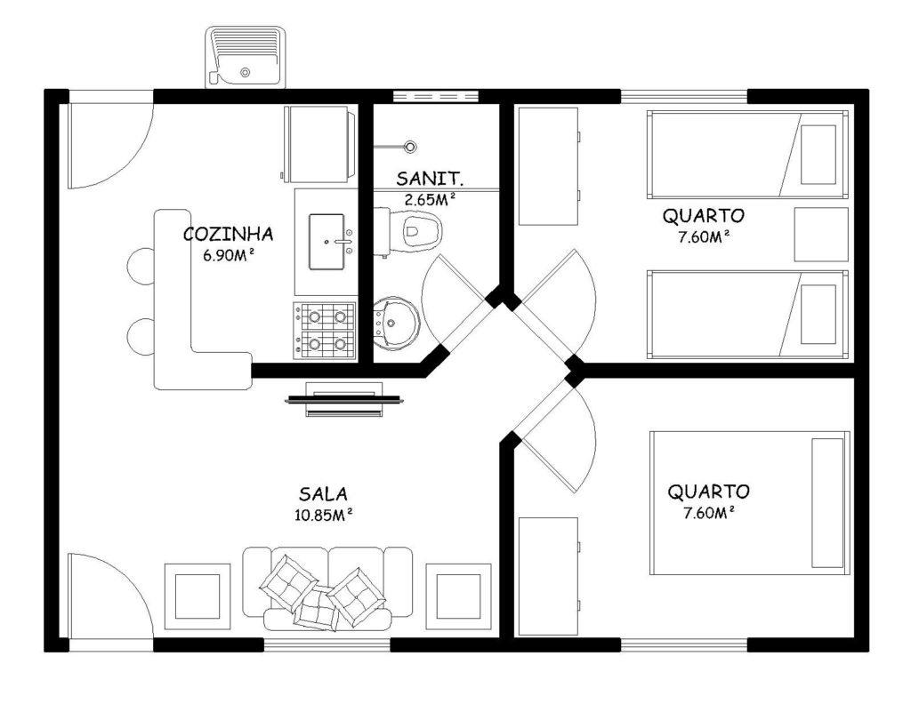 Casa pequena 2 quartos planta baixa