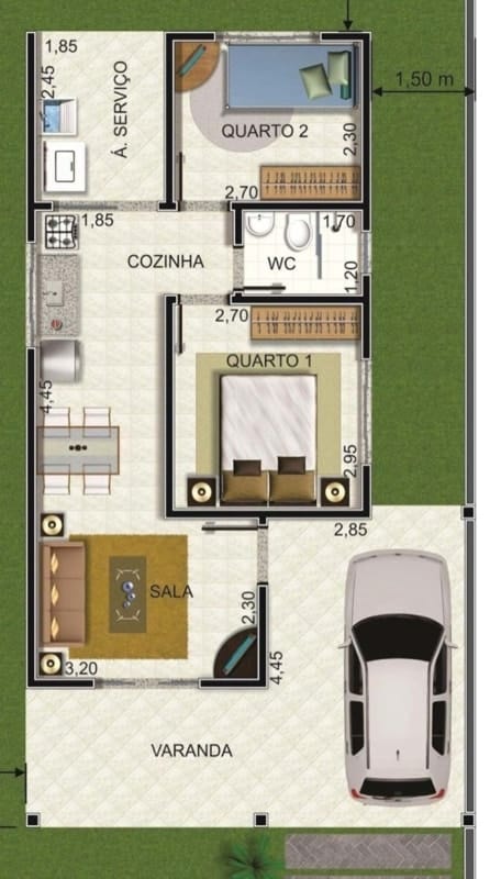 Modelos de casas 2 quartos simples