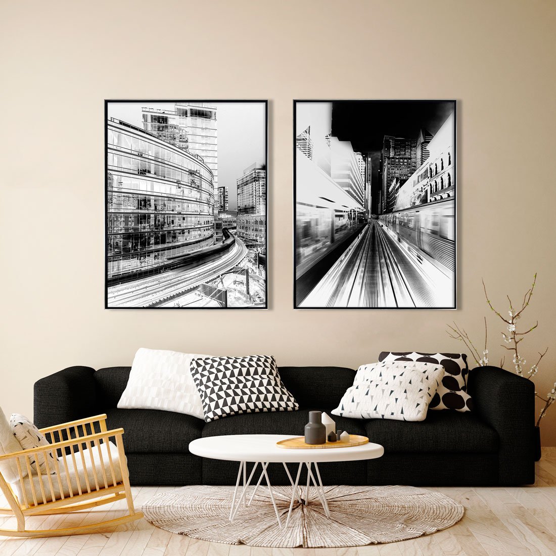 quadro preto e branco cidade