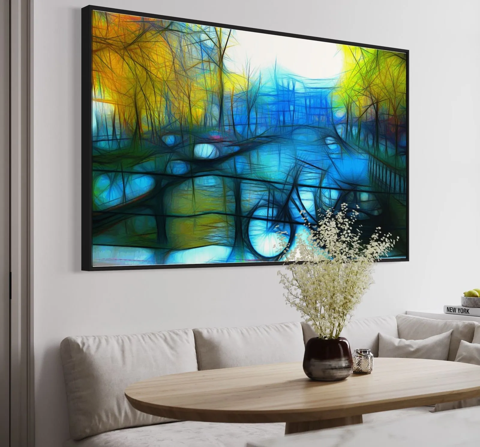 ideias de quadros abstratos para sala de estar