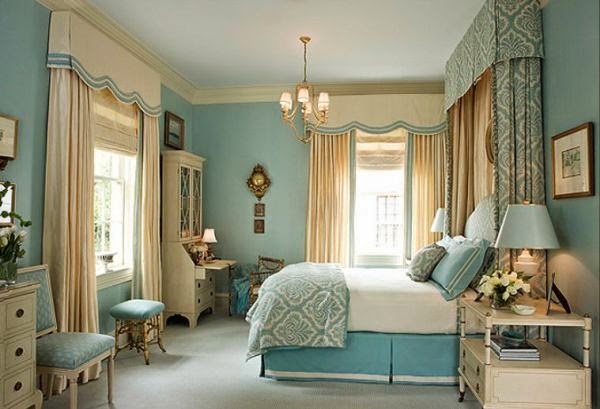 quarto azul marinho e branco