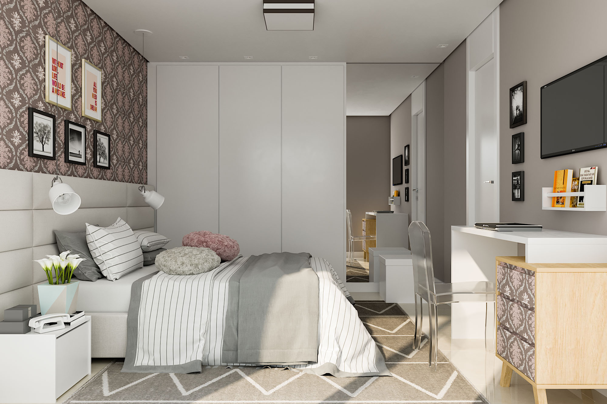 quarto casal planejado pequeno