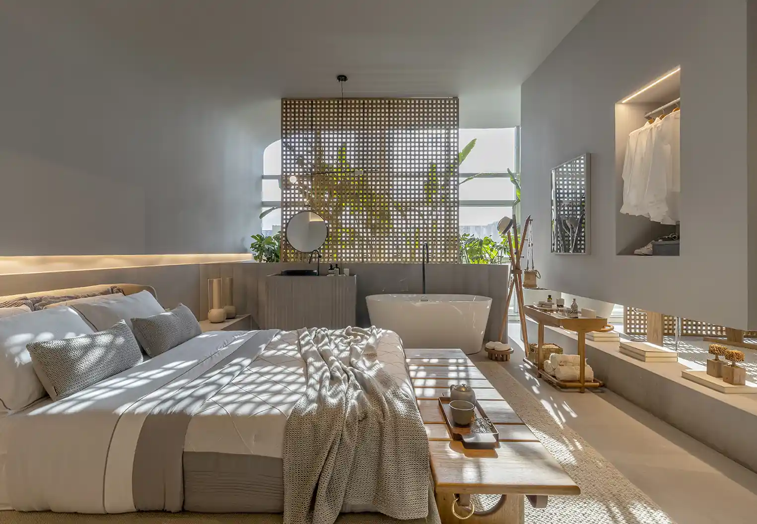quarto com banheiro integrado