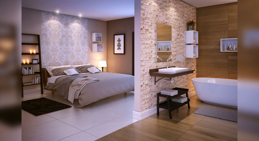 quarto com banheiro e closet