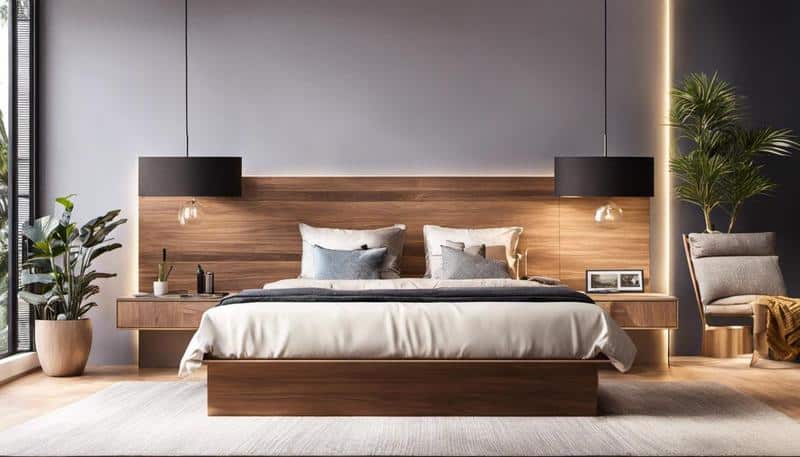 cabeceira de madeira escura