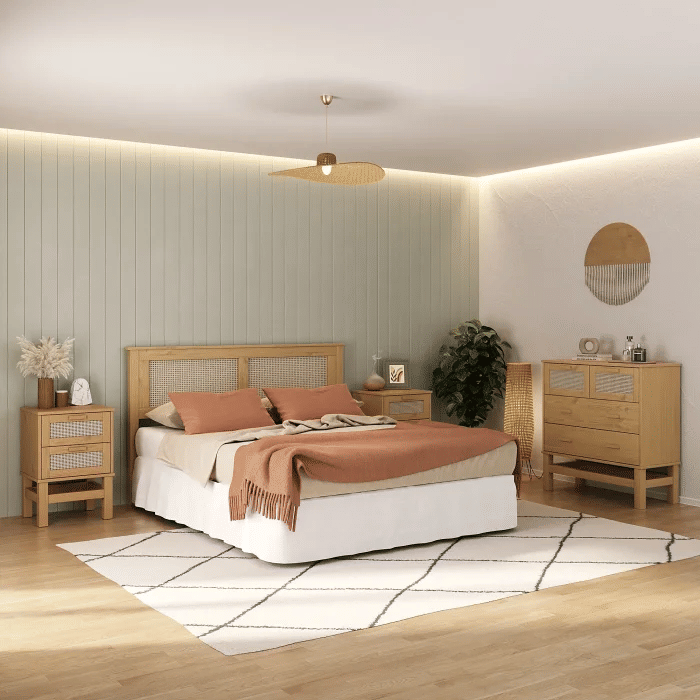 cabeceira de madeira clara