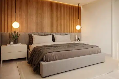 quarto com ripado na parede