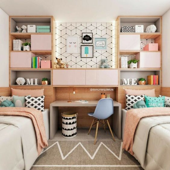 quarto compartilhado irmãos com closet