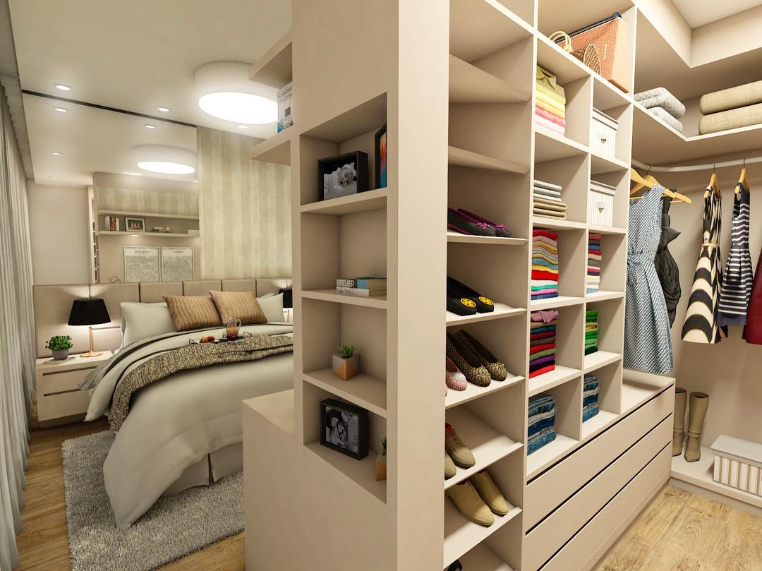 quarto de casal com closet pequeno