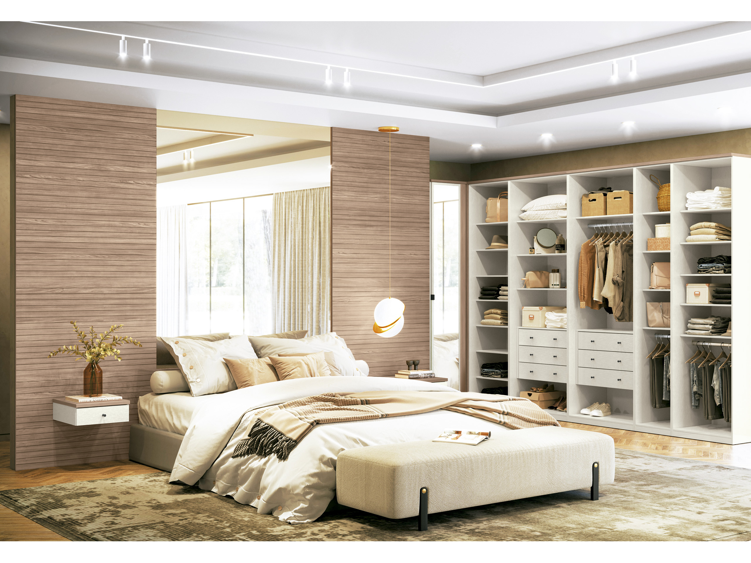 quarto de casal com closet moderno