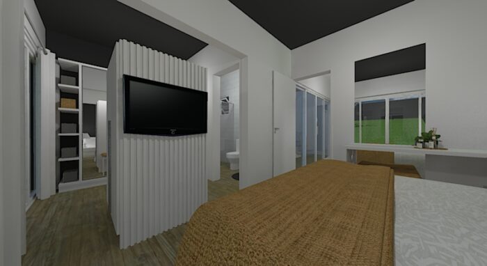 quarto de casal com closet simples