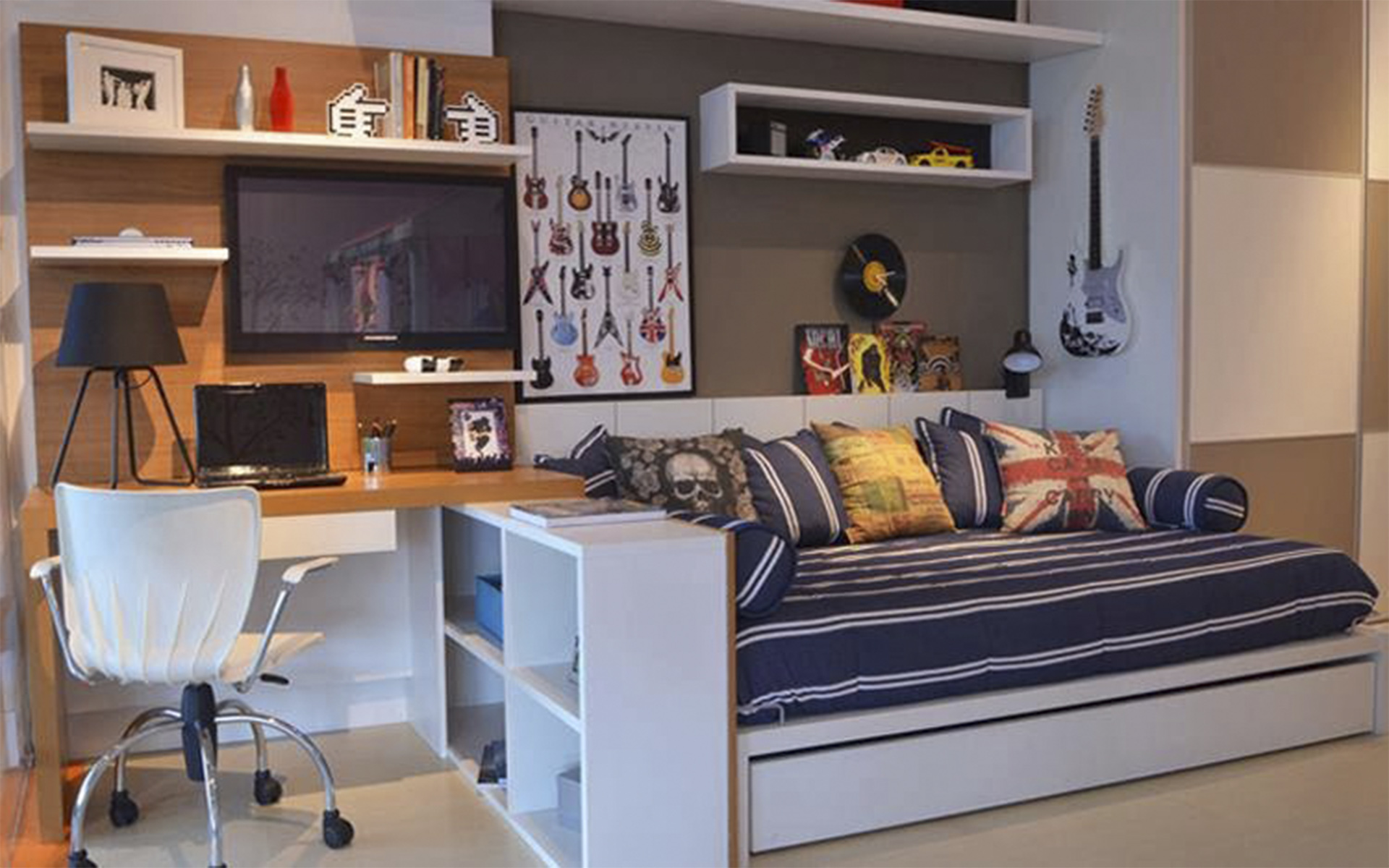 decoração quarto menino simples sem móveis planejados