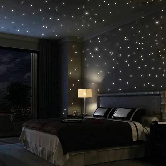 quarto preto minimalista moderno com led