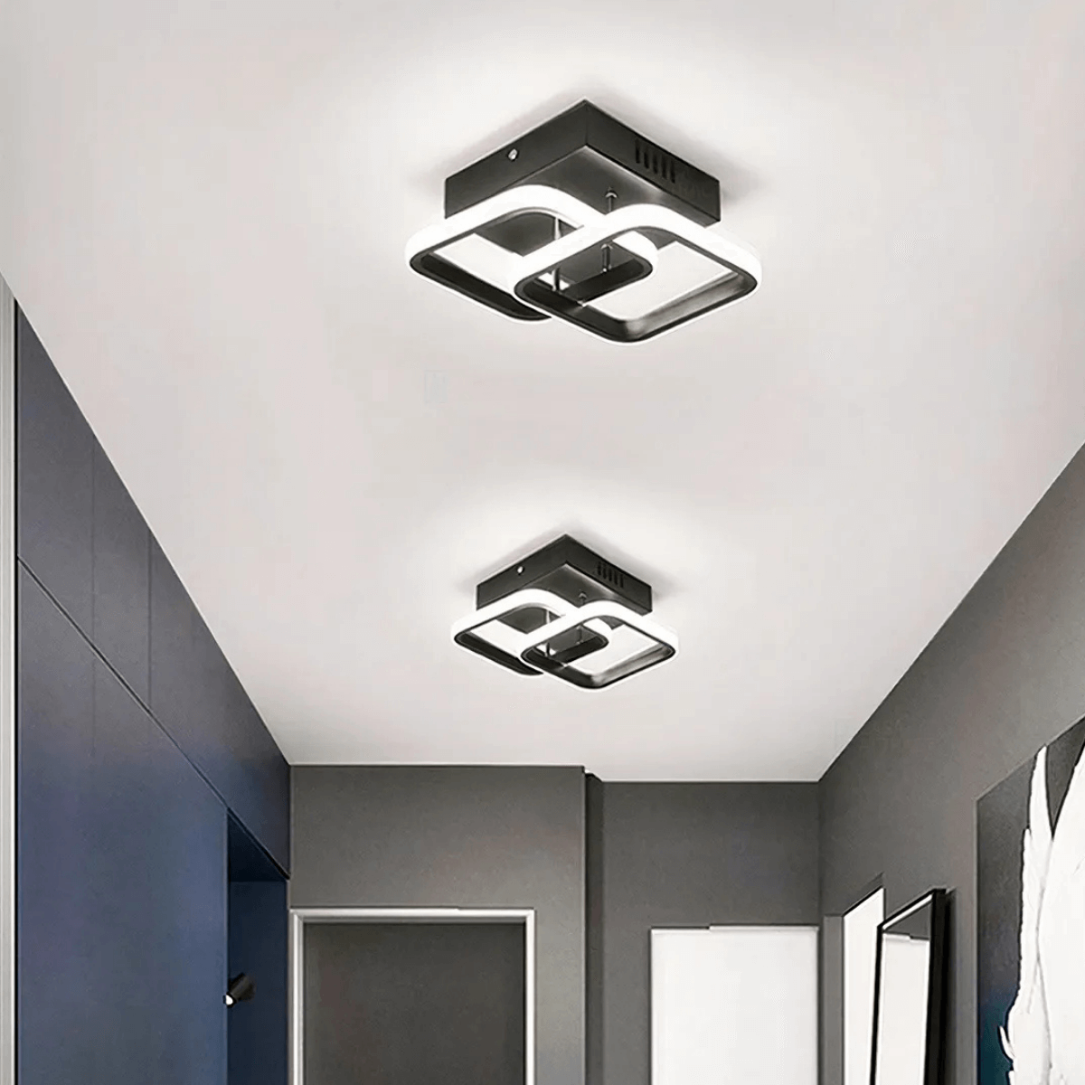 quarto preto com led branco quente