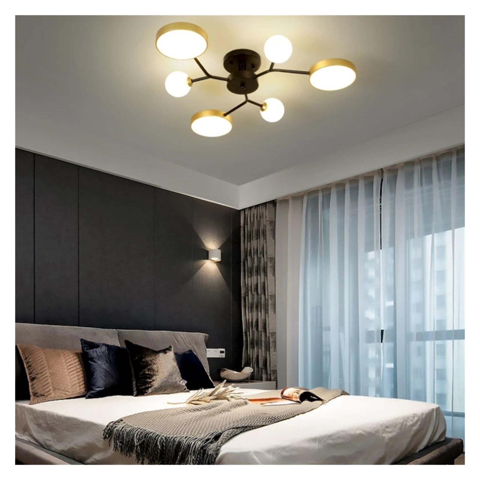 quarto preto com led embutido