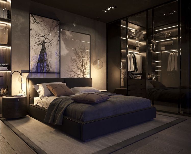 quarto preto com led colorido